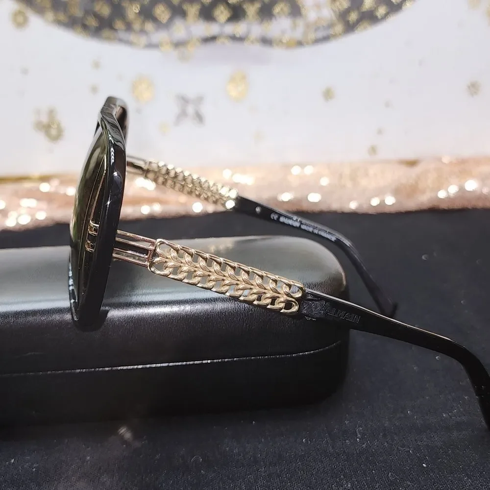 Authentic Balmain BL2061 01 Vintage Sunglasses BLK/GLD